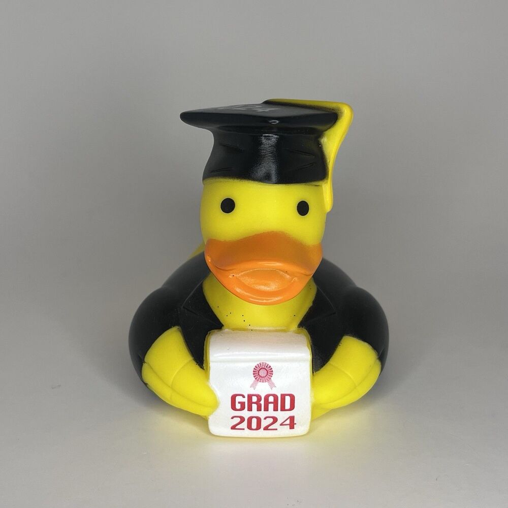 Graduation Rubber Duck 2024 Yellow Black Decorative Party Favor (Age 5-12)